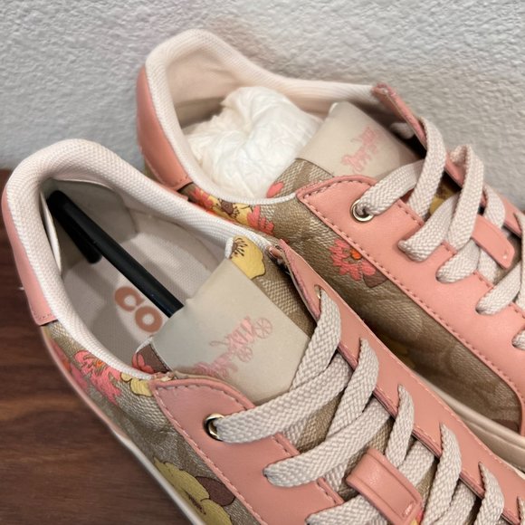 coach Clip Low Top Sneaker In Signature Canvas With Floral Print  ci797 - Picture 4 of 7